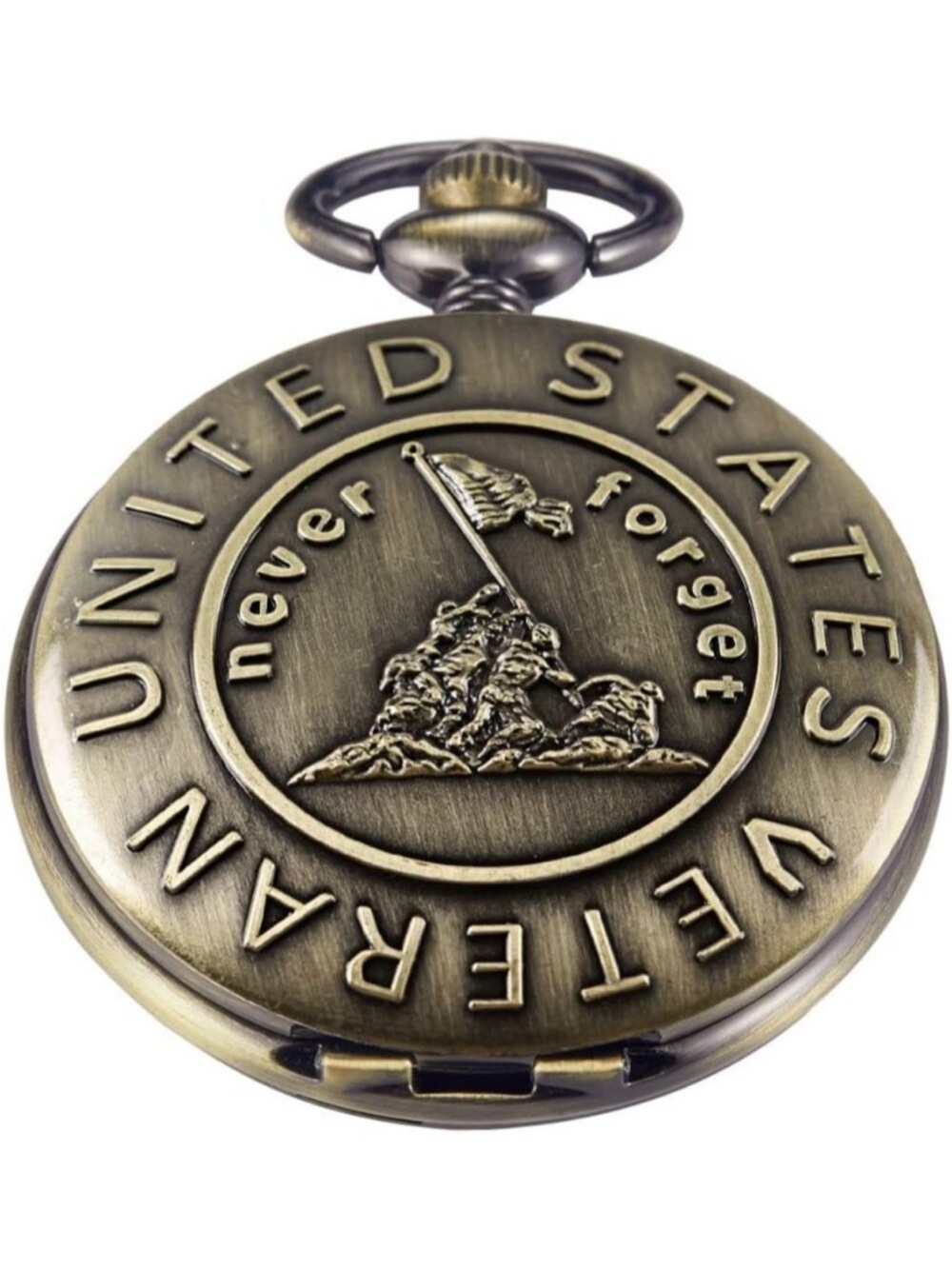 Mens Gold Analog Quartz Military Shape Pendant Necklace Round Case Pocket Watch
